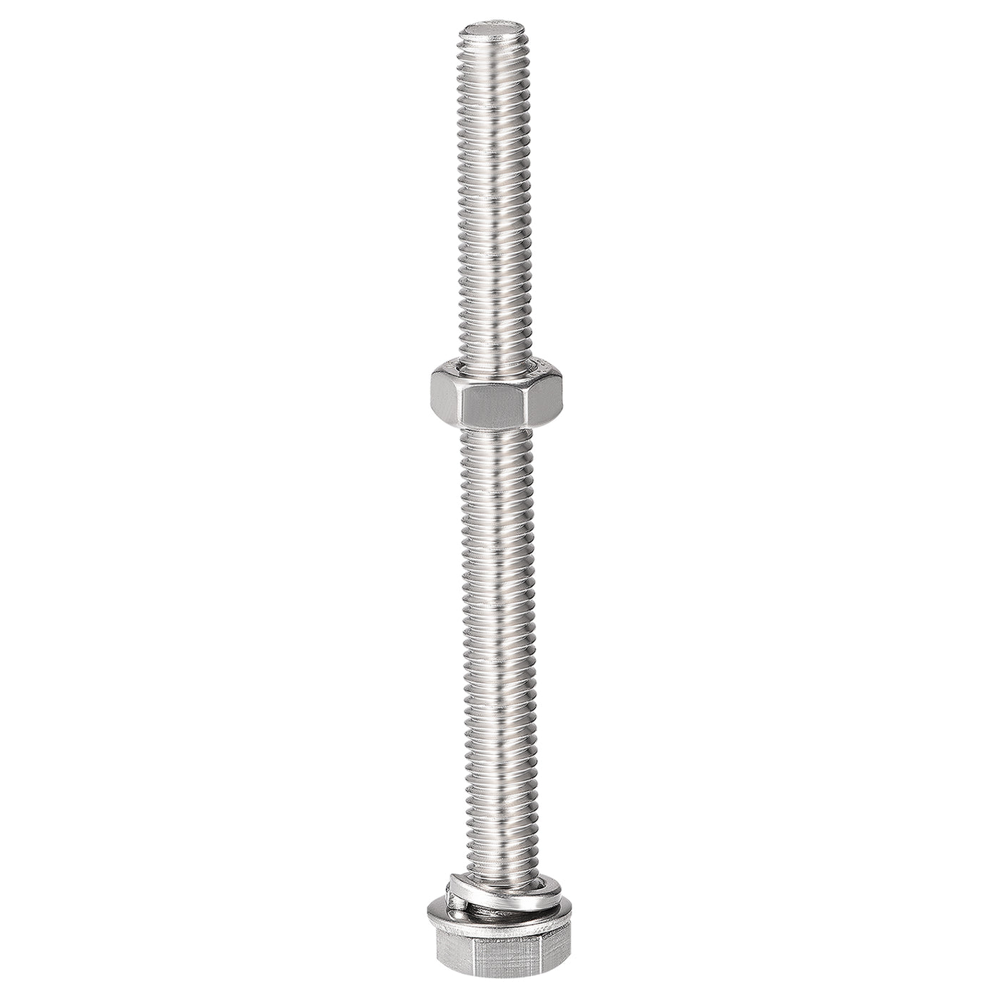 Harfington Hex Head Screws Bolts, Nuts, Flat & Lock Washers Kits, 304 Stainless Steel Fully Thread Hexagon Bolts 6 Sets