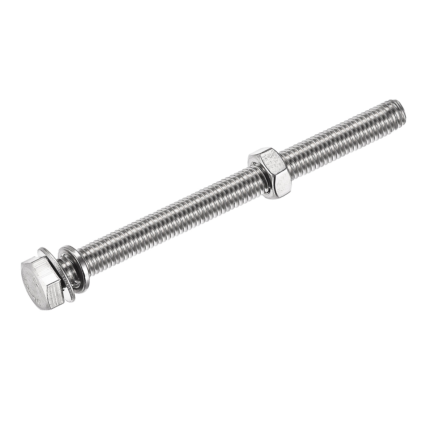 Harfington Hex Head Screws Bolts, Nuts, Flat & Lock Washers Kits, 304 Stainless Steel Fully Thread Hexagon Bolts 6 Sets