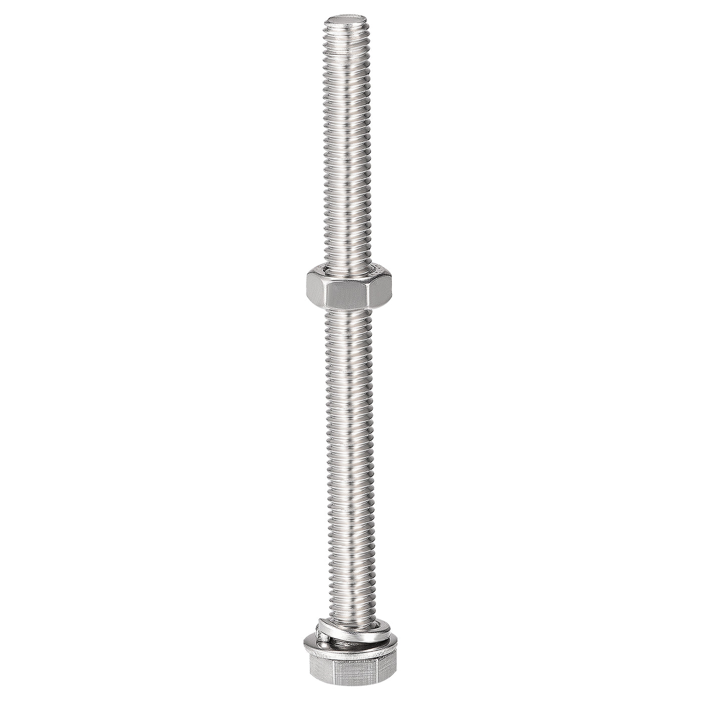 Harfington Hex Head Screws Bolts, Nuts, Flat & Lock Washers Kits, 304 Stainless Steel Fully Thread Hexagon Bolts 6 Sets