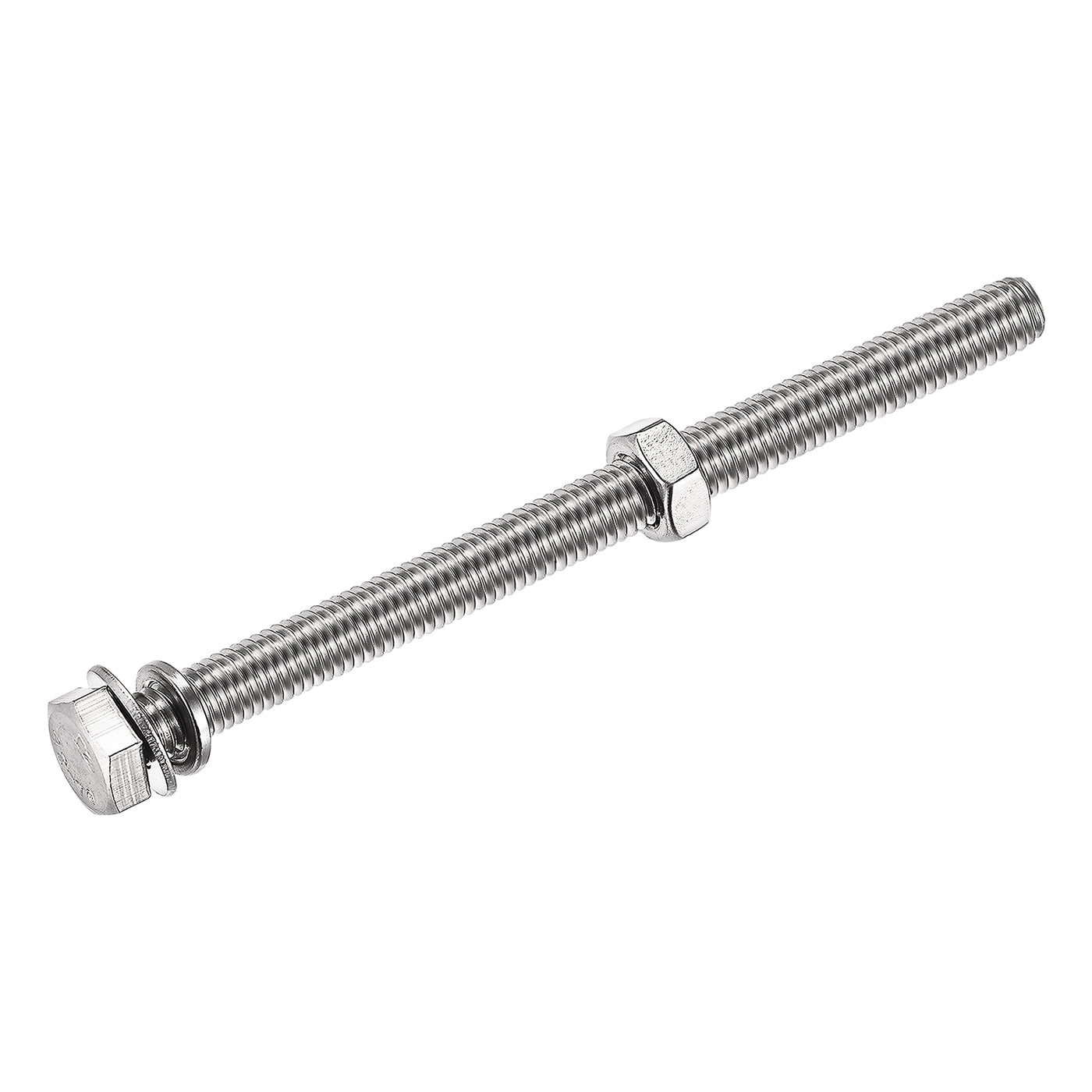 Harfington Hex Head Screws Bolts, Nuts, Flat & Lock Washers Kits, 304 Stainless Steel Fully Thread Hexagon Bolts 6 Sets