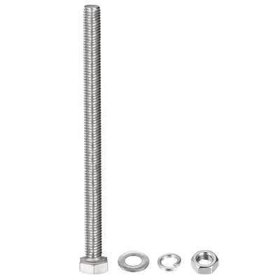 Harfington Hex Head Screws Bolts, Nuts, Flat & Lock Washers Kits, 304 Stainless Steel Fully Thread Hexagon Bolts 5 Sets