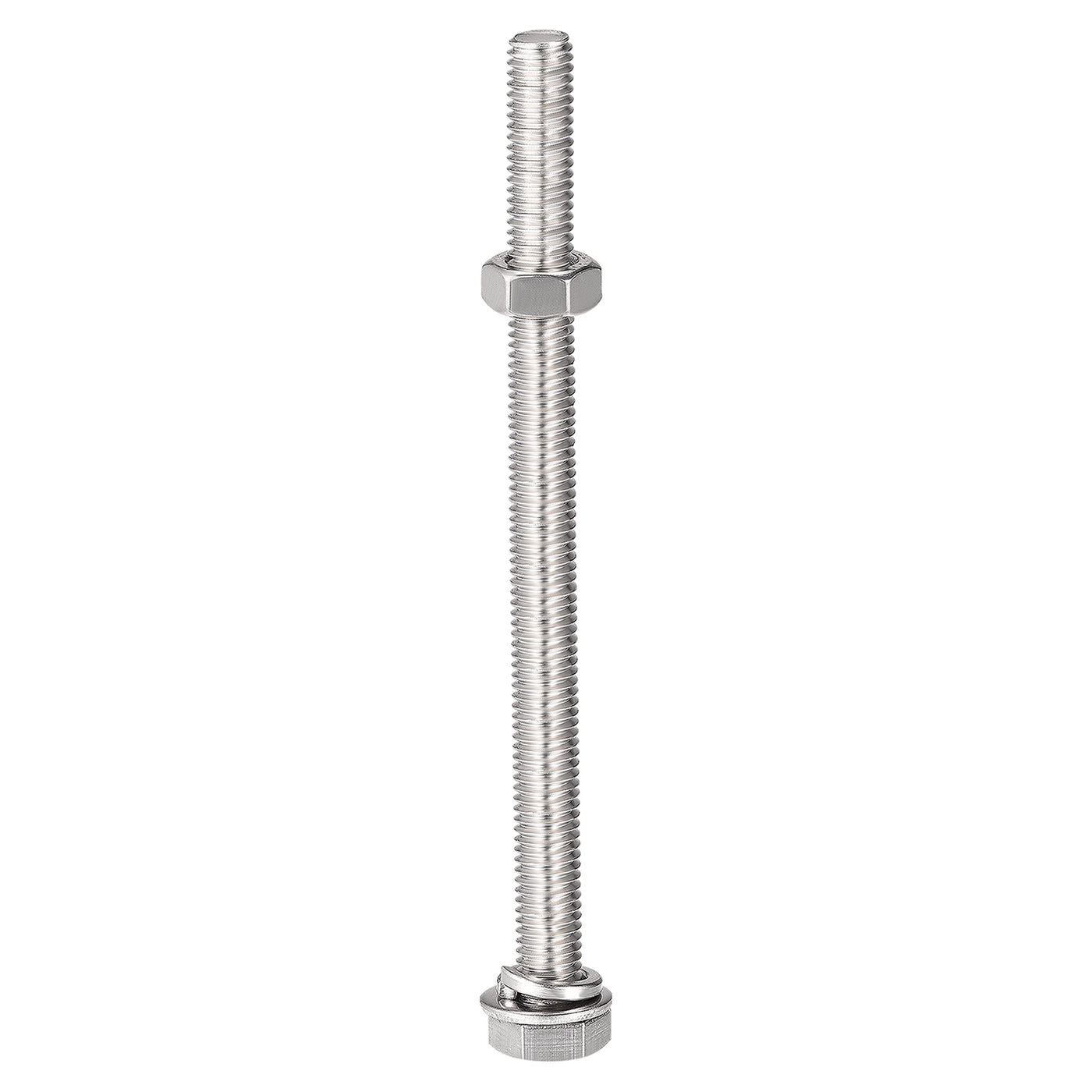 Harfington Hex Head Screws Bolts, Nuts, Flat & Lock Washers Kits, 304 Stainless Steel Fully Thread Hexagon Bolts 5 Sets