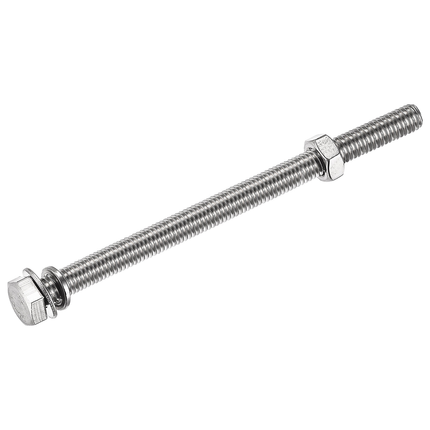 Harfington Hex Head Screws Bolts, Nuts, Flat & Lock Washers Kits, 304 Stainless Steel Fully Thread Hexagon Bolts 5 Sets