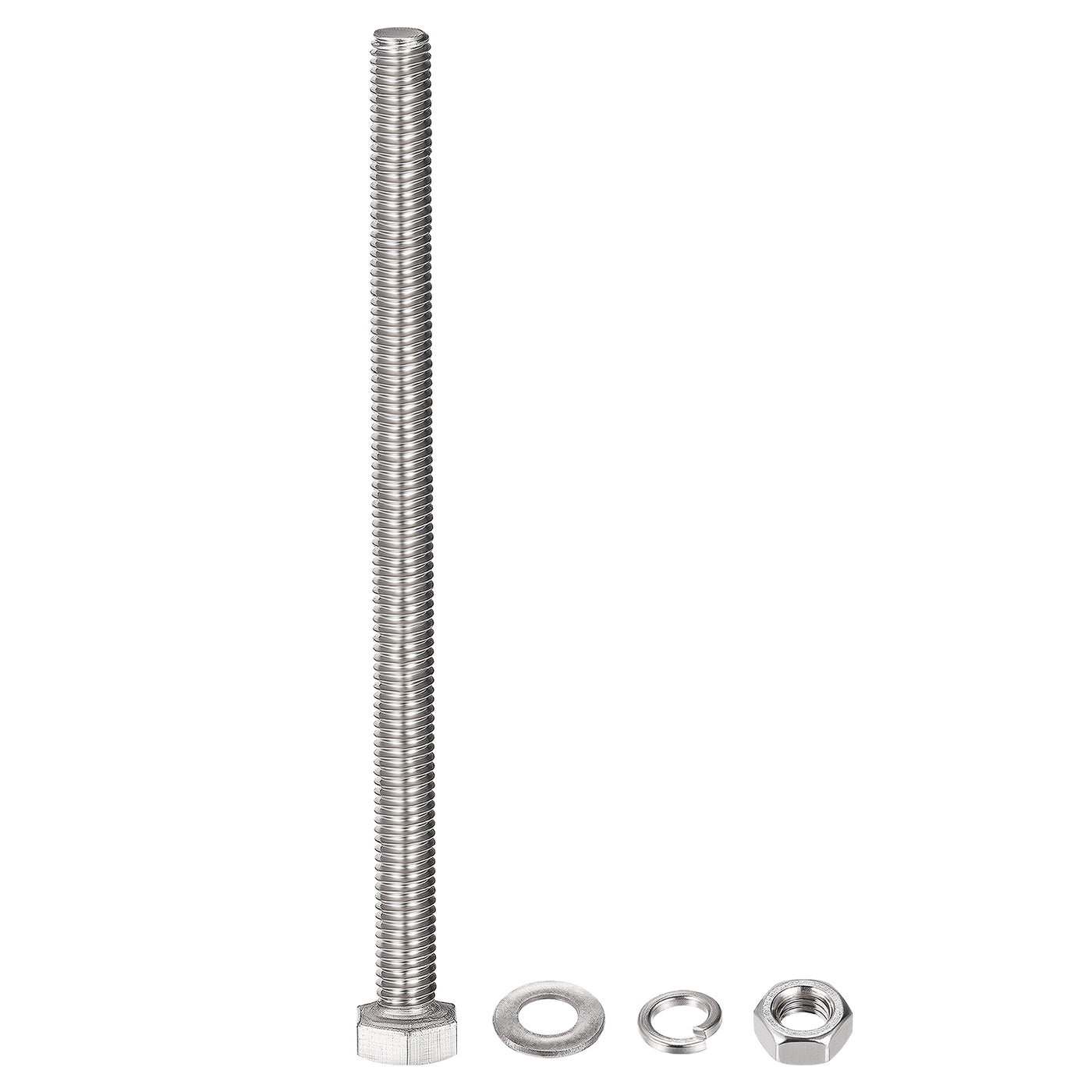 Harfington Hex Head Screws Bolts, Nuts, Flat & Lock Washers Kits, 304 Stainless Steel Fully Thread Hexagon Bolts 5 Sets