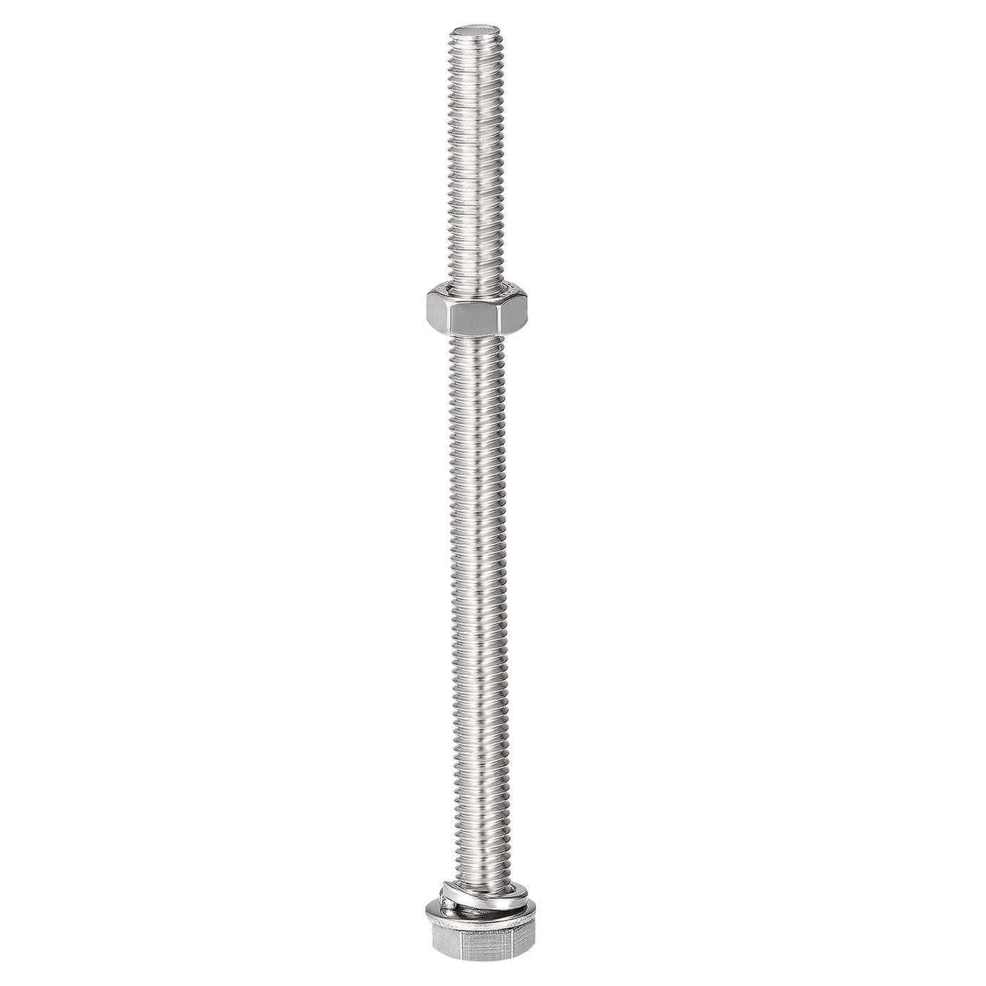 Harfington Hex Head Screws Bolts, Nuts, Flat & Lock Washers Kits, 304 Stainless Steel Fully Thread Hexagon Bolts 5 Sets