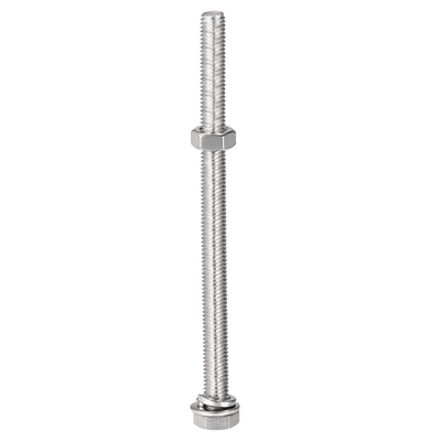 Harfington Hex Head Screws Bolts, Nuts, Flat & Lock Washers Kits, 304 Stainless Steel Fully Thread Hexagon Bolts 5 Sets
