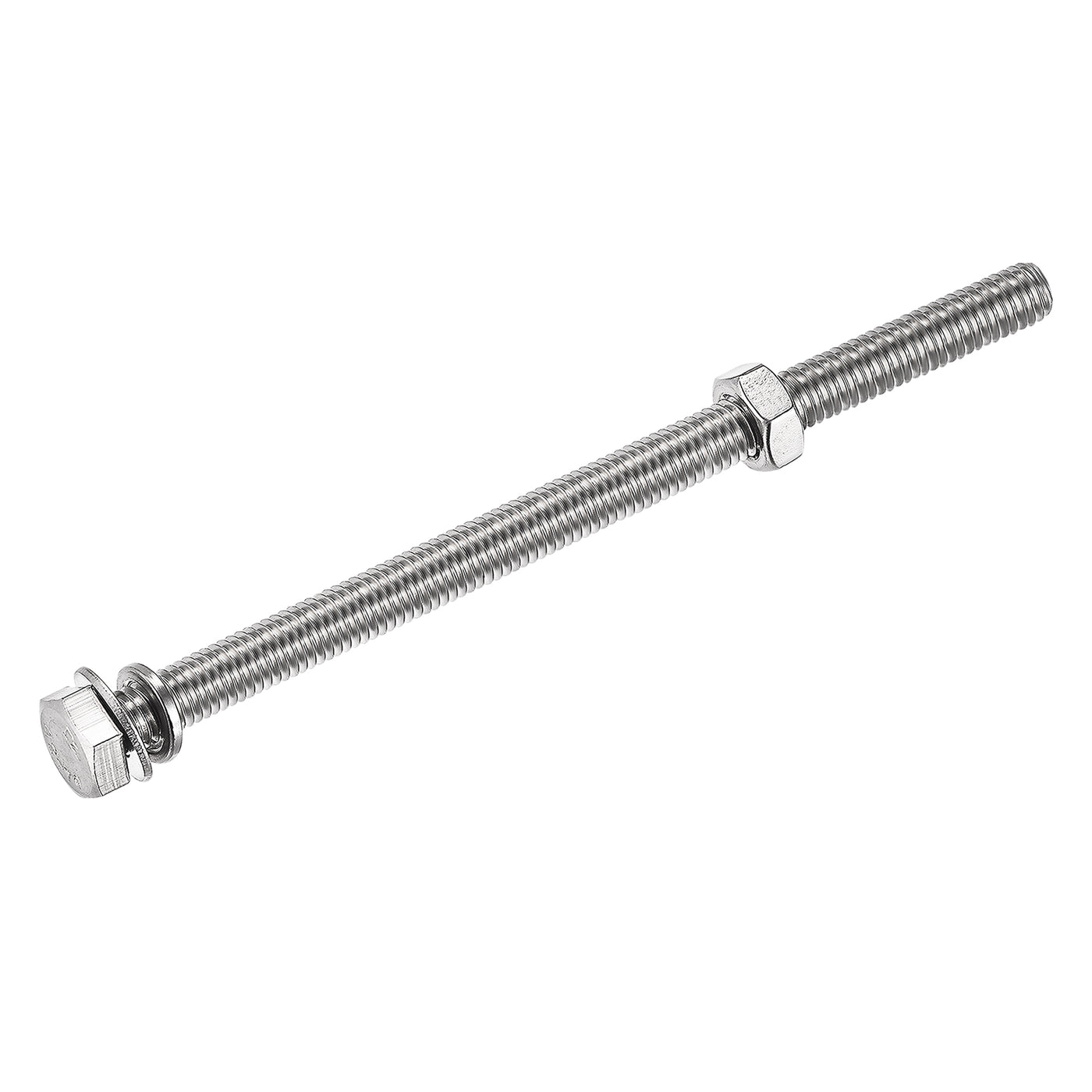 Harfington Hex Head Screws Bolts, Nuts, Flat & Lock Washers Kits, 304 Stainless Steel Fully Thread Hexagon Bolts 5 Sets