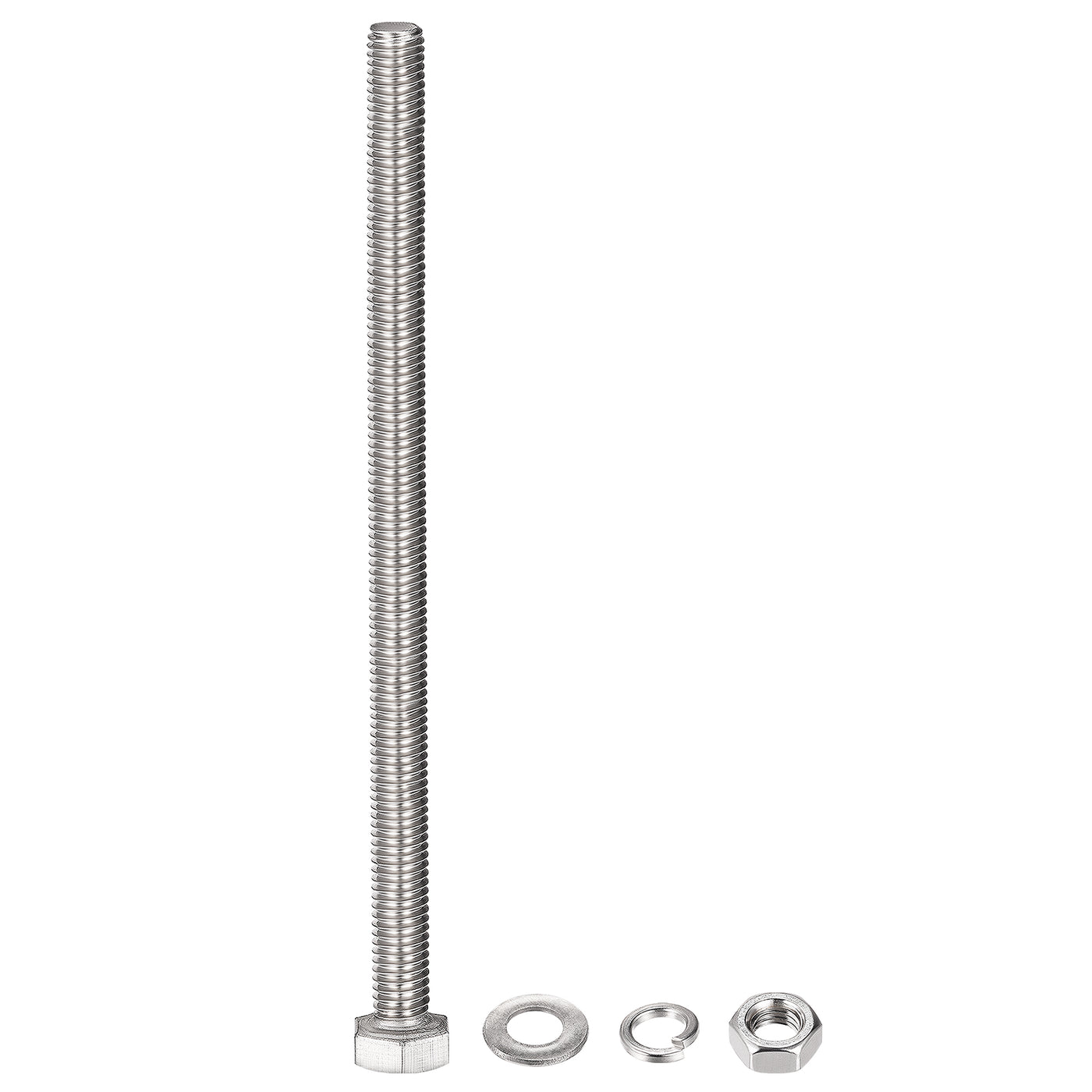 Harfington Hex Head Screws Bolts, Nuts, Flat & Lock Washers Kits, 304 Stainless Steel Fully Thread Hexagon Bolts 5 Sets