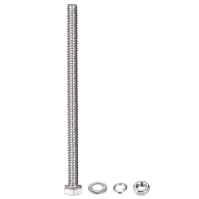 Harfington Hex Head Screws Bolts, Nuts, Flat & Lock Washers Kits, 304 Stainless Steel Fully Thread Hexagon Bolts 5 Sets