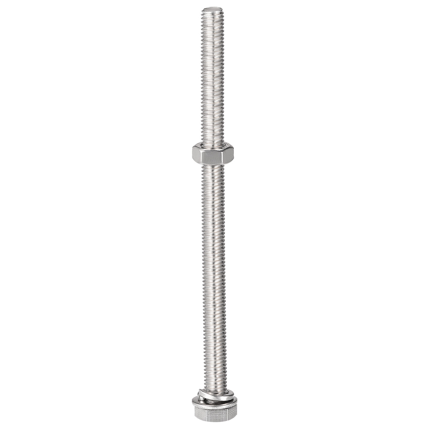 Harfington Hex Head Screws Bolts, Nuts, Flat & Lock Washers Kits, 304 Stainless Steel Fully Thread Hexagon Bolts 5 Sets