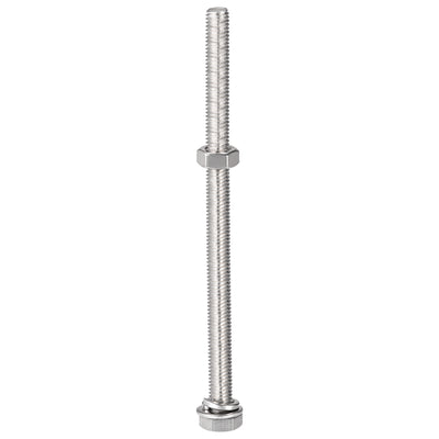 Harfington Hex Head Screws Bolts, Nuts, Flat & Lock Washers Kits, 304 Stainless Steel Fully Thread Hexagon Bolts 5 Sets