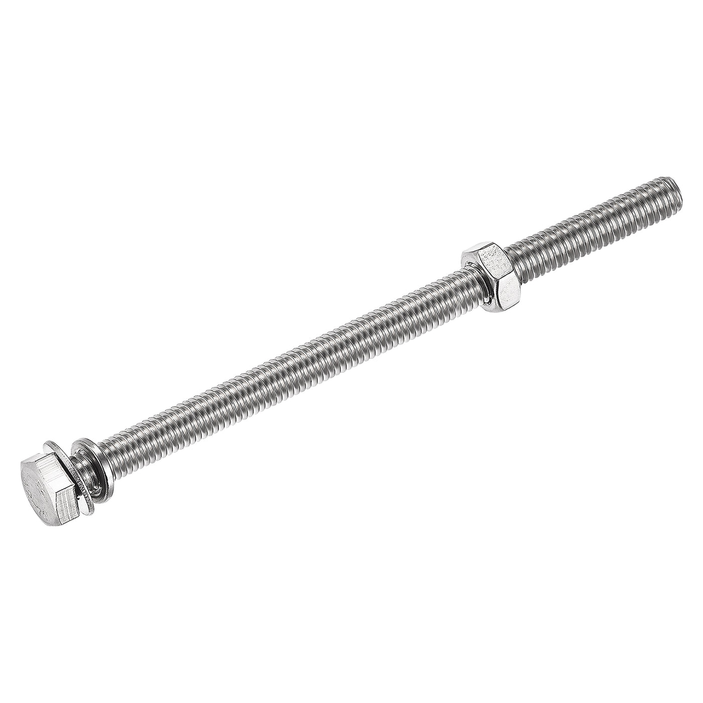 Harfington Hex Head Screws Bolts, Nuts, Flat & Lock Washers Kits, 304 Stainless Steel Fully Thread Hexagon Bolts 5 Sets