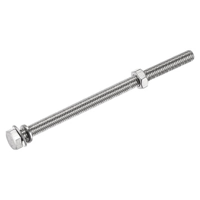 Harfington Hex Head Screws Bolts, Nuts, Flat & Lock Washers Kits, 304 Stainless Steel Fully Thread Hexagon Bolts 5 Sets
