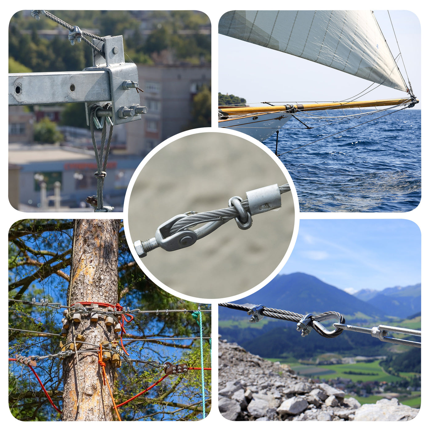 Harfington Wire Rope Aluminum Crimping Loop Sleeve Assortment Kit for 1.2/1.5/2/2.5/3/4/5/6mm Dia., Cable Crimp Double Hole Ferrule Clip Fittings 265in1 Set