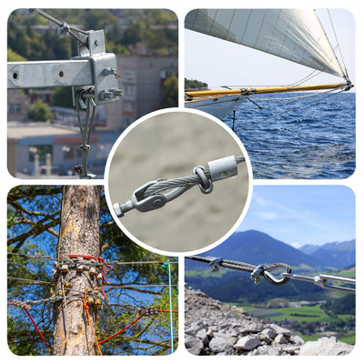 Harfington Wire Rope Aluminum Crimping Loop Sleeve Assortment Kit for 1.2/1.5/2/2.5/3/4/5/6mm Dia., Cable Crimp Double Hole Ferrule Clip Fittings 265in1 Set