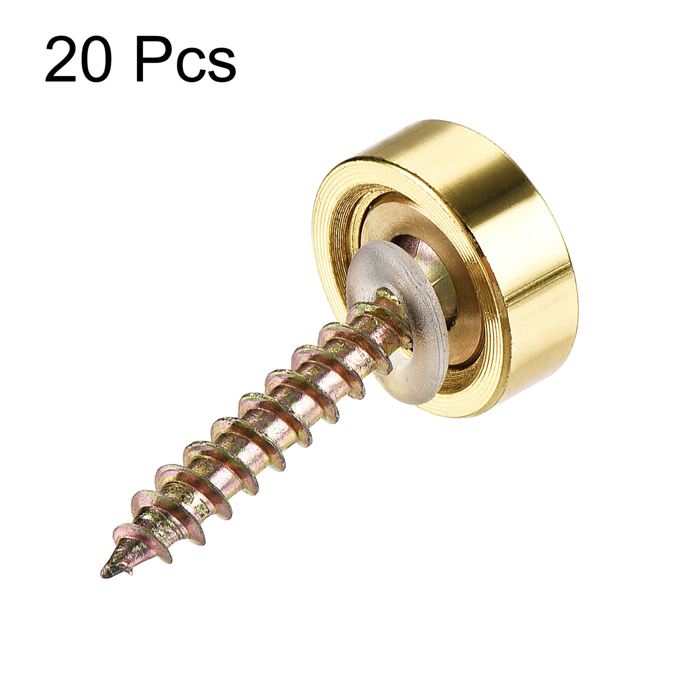 Harfington Mirror Screws, 14mm/0.55", 20pcs Decorative Cap Fasteners Cover Nails, Electroplating, Bright Gold 304 Stainless Steel