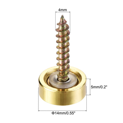 Harfington Mirror Screws, 14mm/0.55", 20pcs Decorative Cap Fasteners Cover Nails, Electroplating, Bright Gold 304 Stainless Steel