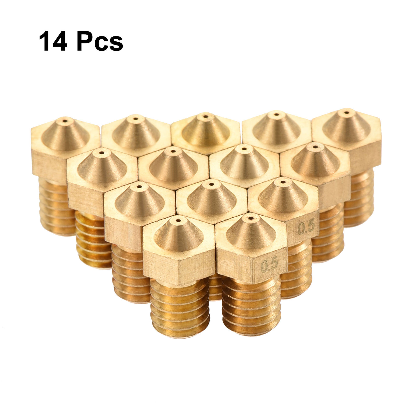 Harfington 0.5mm 3D Printer Nozzle, 14pcs M6 Thread for V5 V6 1.75mm Extruder Print, Brass