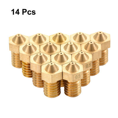 Harfington 0.5mm 3D Printer Nozzle, 14pcs M6 Thread for V5 V6 1.75mm Extruder Print, Brass