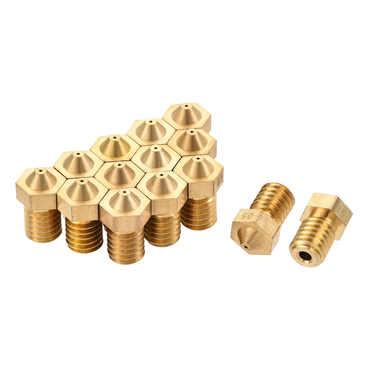 Harfington 0.5mm 3D Printer Nozzle, 14pcs M6 Thread for V5 V6 1.75mm Extruder Print, Brass