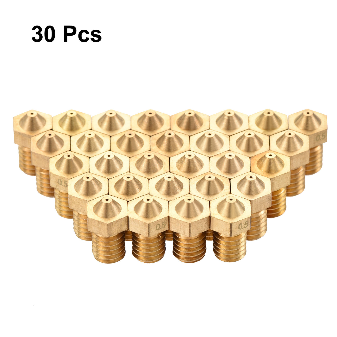 Harfington 0.5mm 3D Printer Nozzle, 30pcs M6 Thread for V5 V6 1.75mm Extruder Print, Brass
