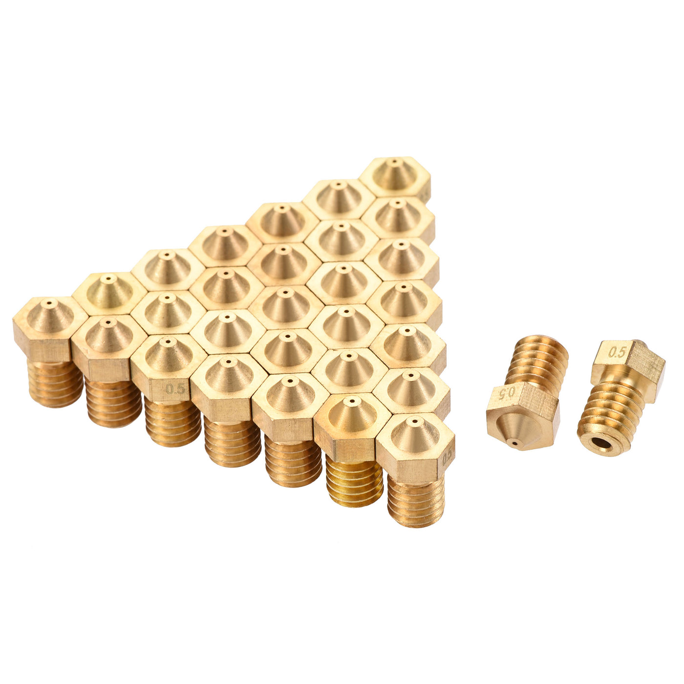 Harfington 0.5mm 3D Printer Nozzle, 30pcs M6 Thread for V5 V6 1.75mm Extruder Print, Brass