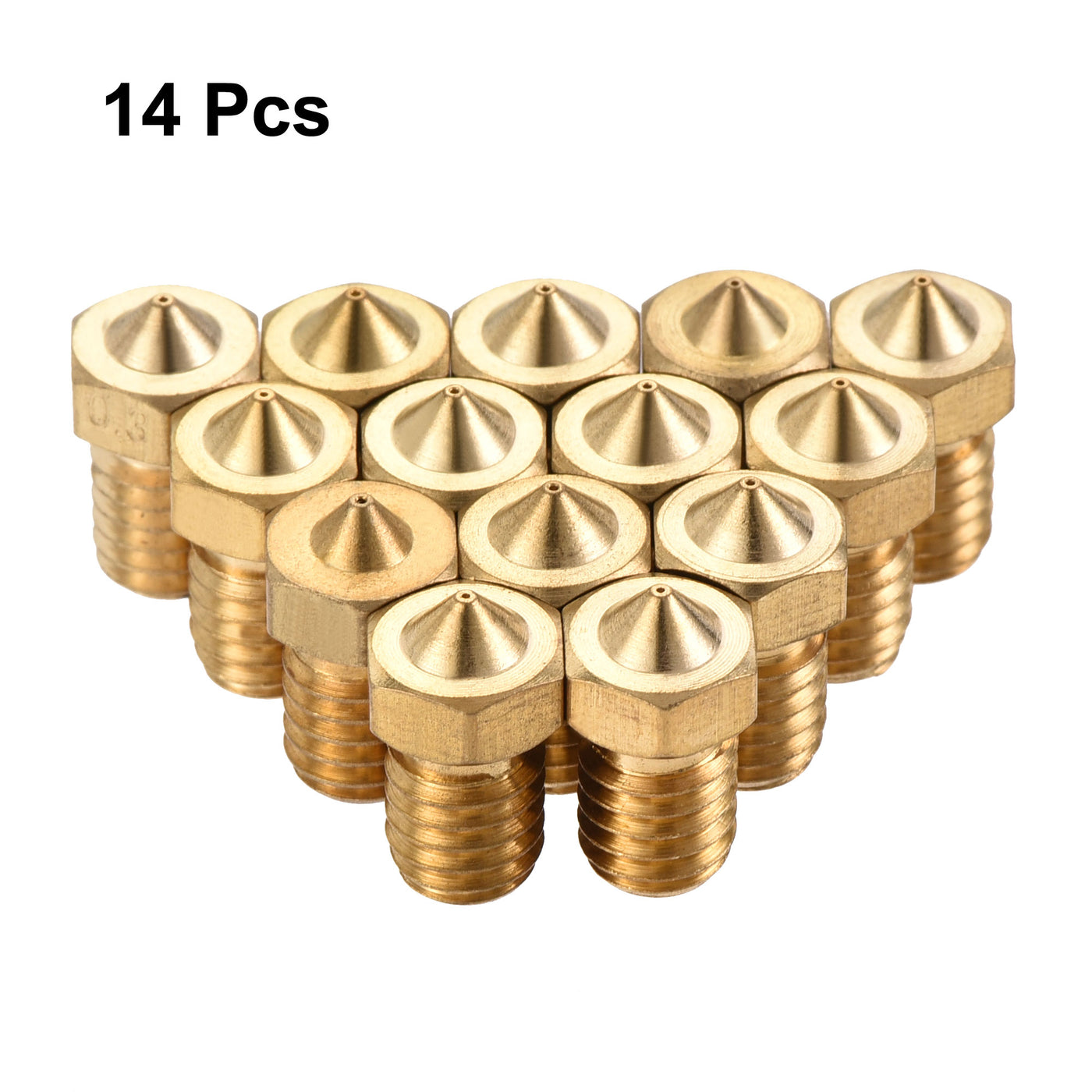 Harfington 0.3mm 3D Printer Nozzle, 14pcs M6 Thread for V5 V6 3mm Extruder Print, Brass