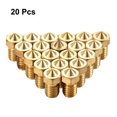 Harfington 0.3mm 3D Printer Nozzle, 20pcs M6 Thread for V5 V6 3mm Extruder Print, Brass