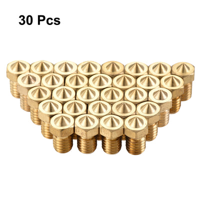 Harfington 0.3mm 3D Printer Nozzle, 30pcs M6 Thread for V5 V6 3mm Extruder Print, Brass
