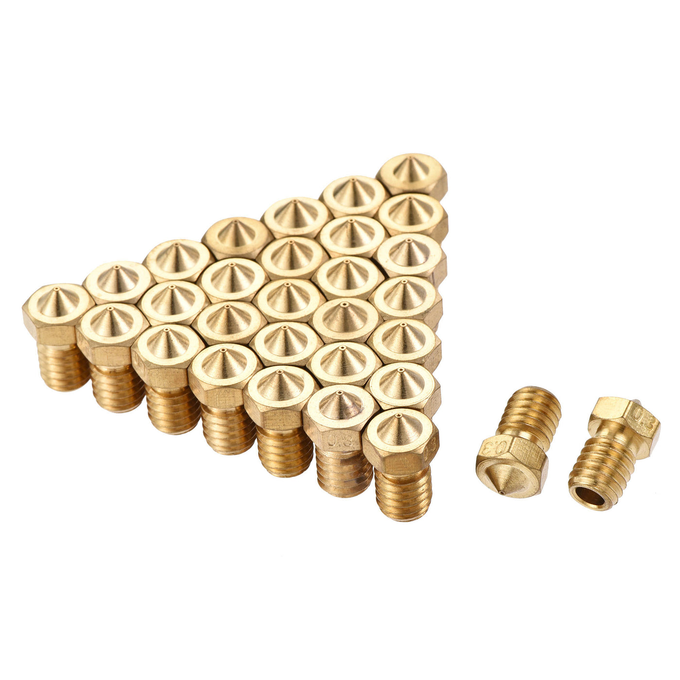 Harfington 0.3mm 3D Printer Nozzle, 30pcs M6 Thread for V5 V6 3mm Extruder Print, Brass
