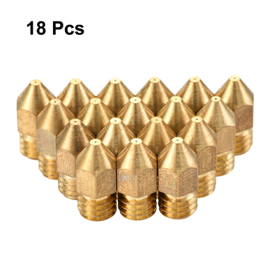 Harfington 0.3mm 3D Printer Nozzle, 18pcs M6 Thread for MK8 1.75mm Extruder Print, Brass