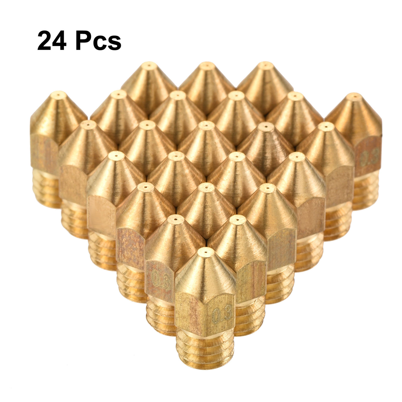 Harfington 0.3mm 3D Printer Nozzle, 24pcs M6 Thread for MK8 1.75mm Extruder Print, Brass