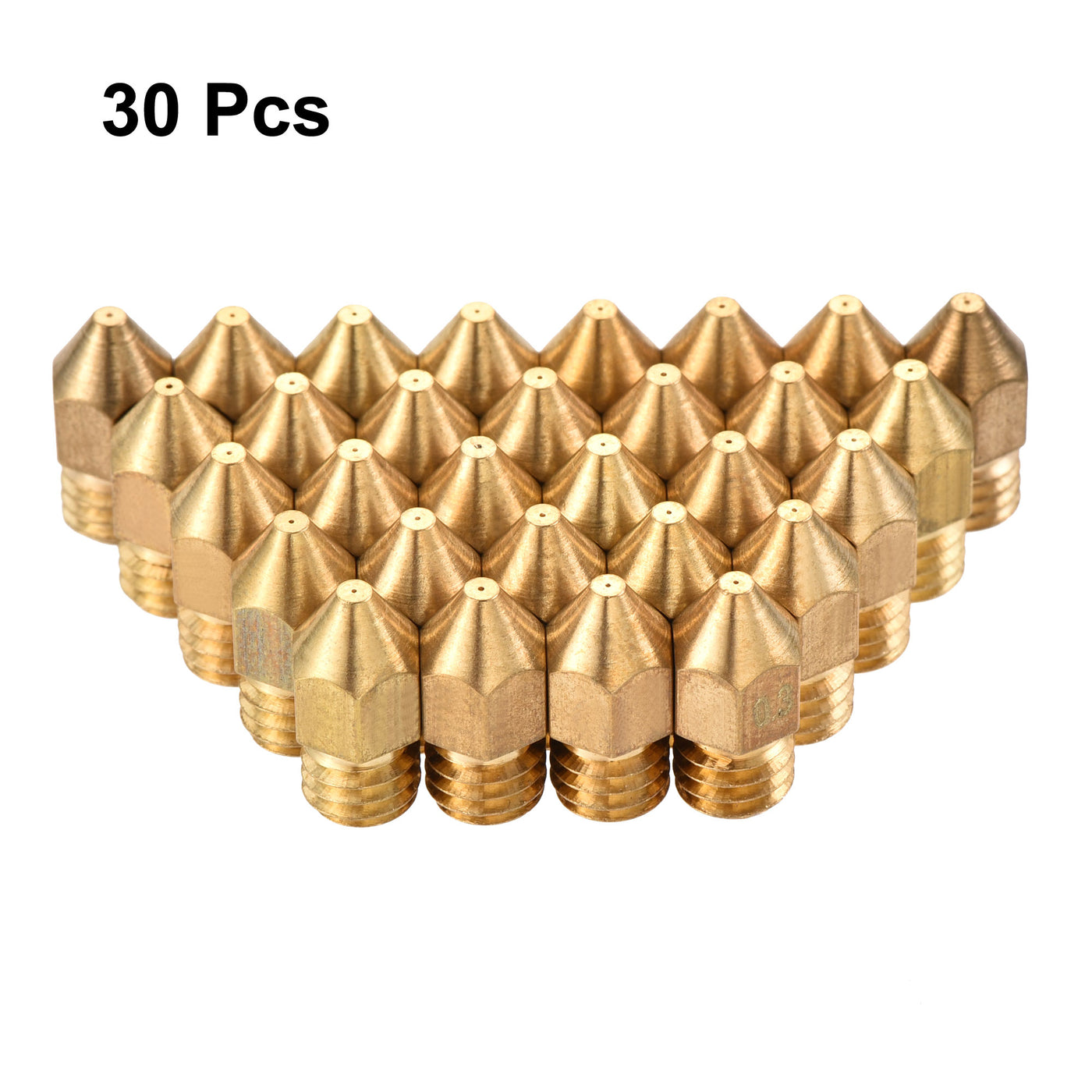 Harfington 0.3mm 3D Printer Nozzle, 30pcs M6 Thread for MK8 1.75mm Extruder Print, Brass
