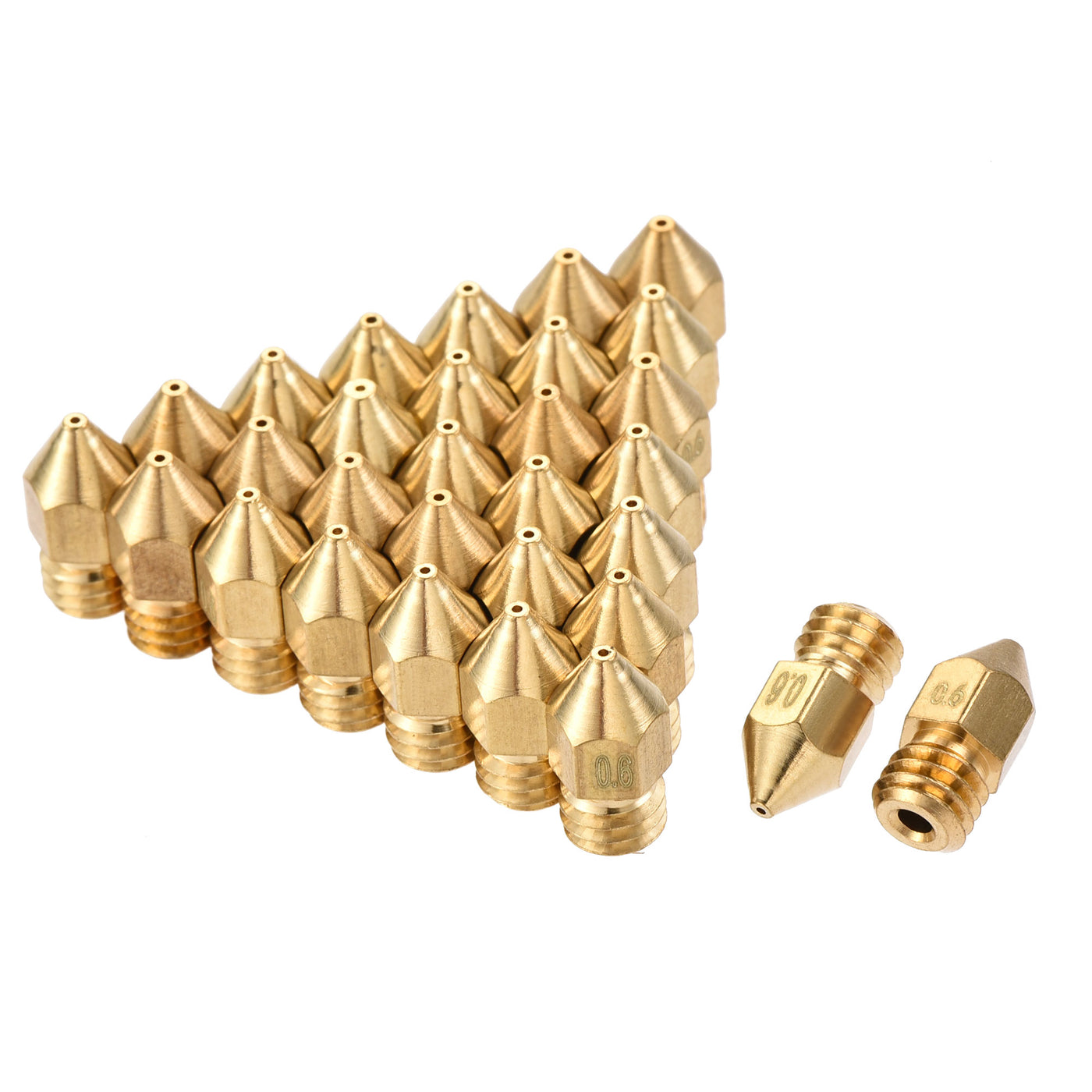 Harfington 0.6mm 3D Printer Nozzle, 30pcs M6 Thread for MK8 1.75mm Extruder Print, Brass