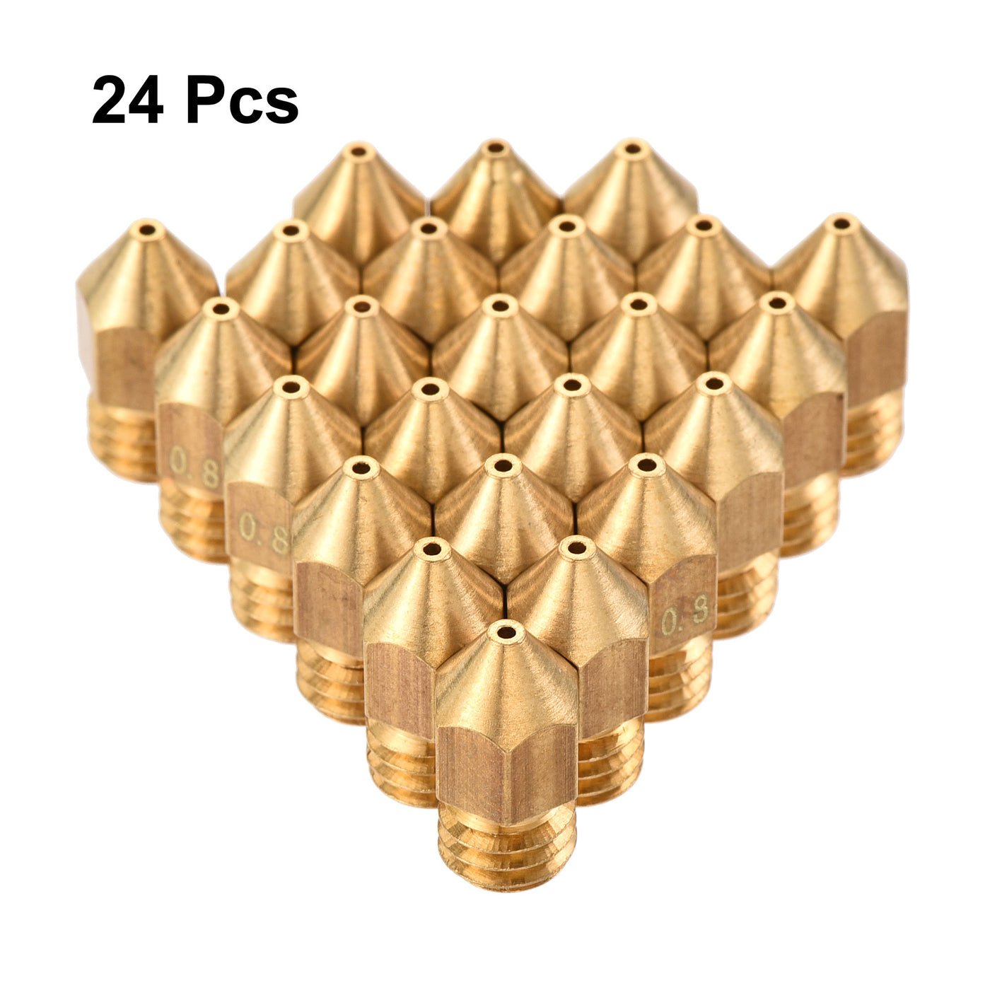 Harfington 0.8mm 3D Printer Nozzle, 24pcs M6 Thread for MK8 1.75mm Extruder Print, Brass