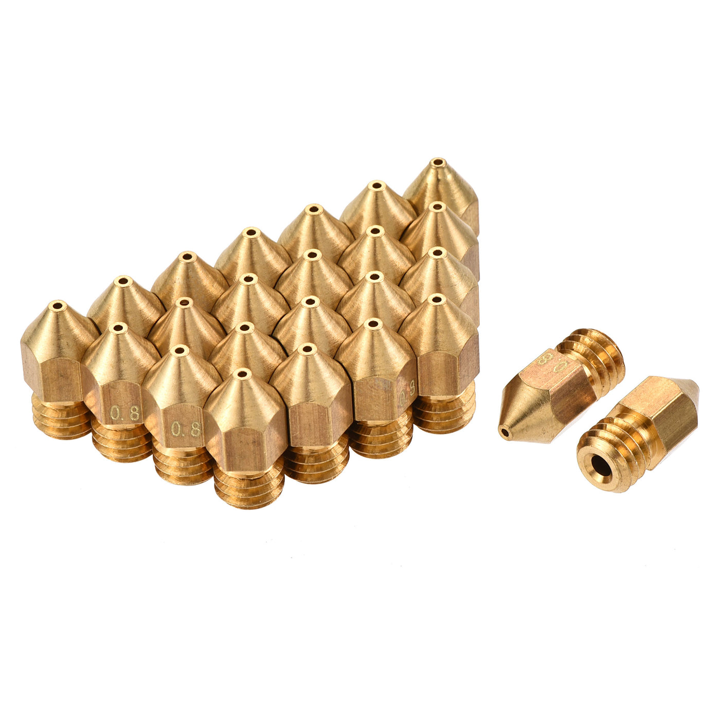 Harfington 0.8mm 3D Printer Nozzle, 24pcs M6 Thread for MK8 1.75mm Extruder Print, Brass