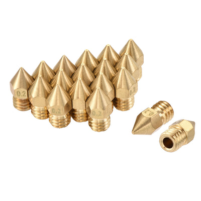 Harfington 0.2mm 3D Printer Nozzle, 18pcs M6 Thread for MK8 3mm Extruder Print, Brass