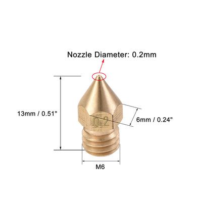 Harfington 0.2mm 3D Printer Nozzle, 30pcs M6 Thread for MK8 3mm Extruder Print, Brass