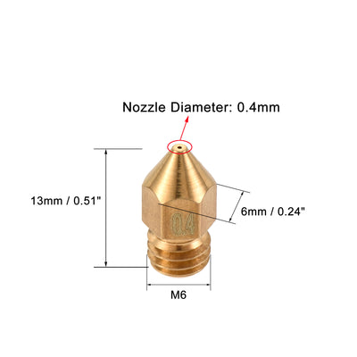 Harfington 0.4mm 3D Printer Nozzle, 18pcs M6 Thread for MK8 3mm Extruder Print, Brass