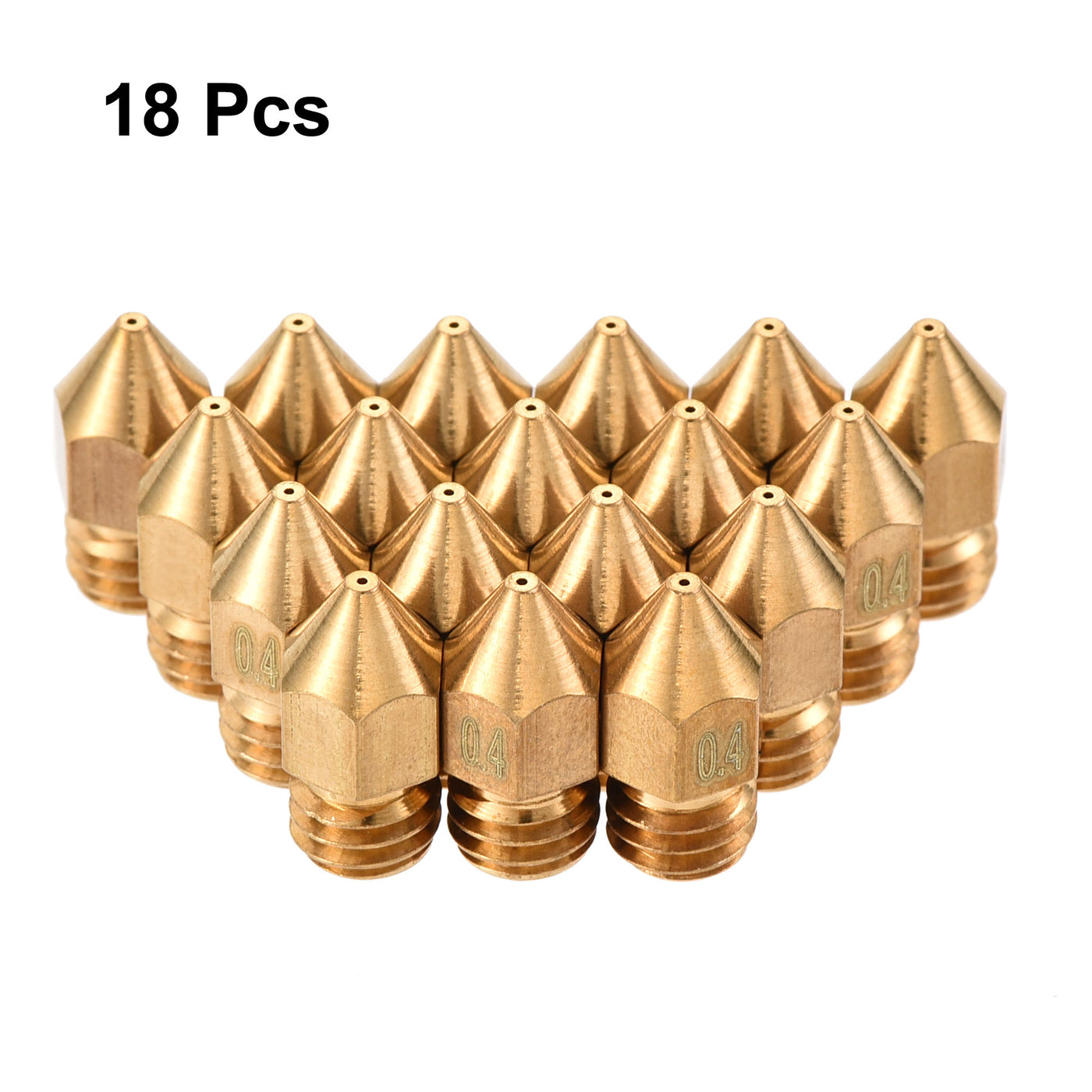 Harfington 0.4mm 3D Printer Nozzle, 18pcs M6 Thread for MK8 3mm Extruder Print, Brass