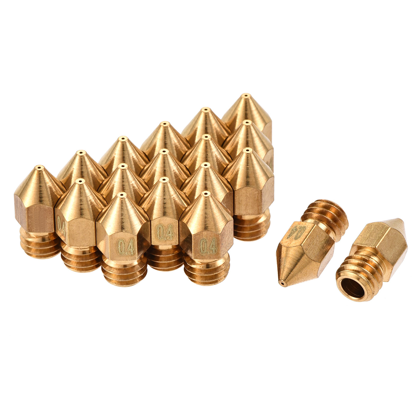 Harfington 0.4mm 3D Printer Nozzle, 18pcs M6 Thread for MK8 3mm Extruder Print, Brass