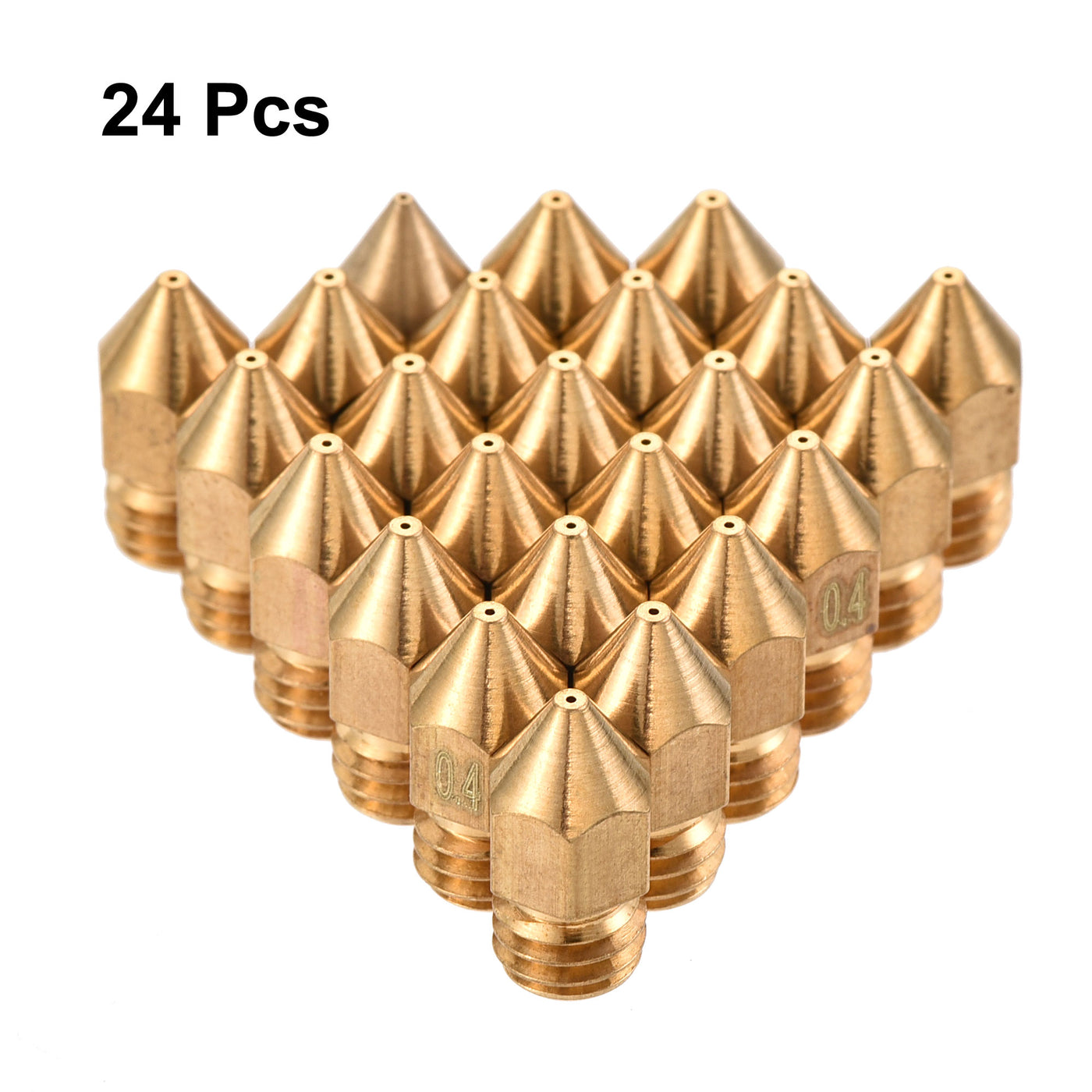 Harfington 0.4mm 3D Printer Nozzle, 24pcs M6 Thread for MK8 3mm Extruder Print, Brass