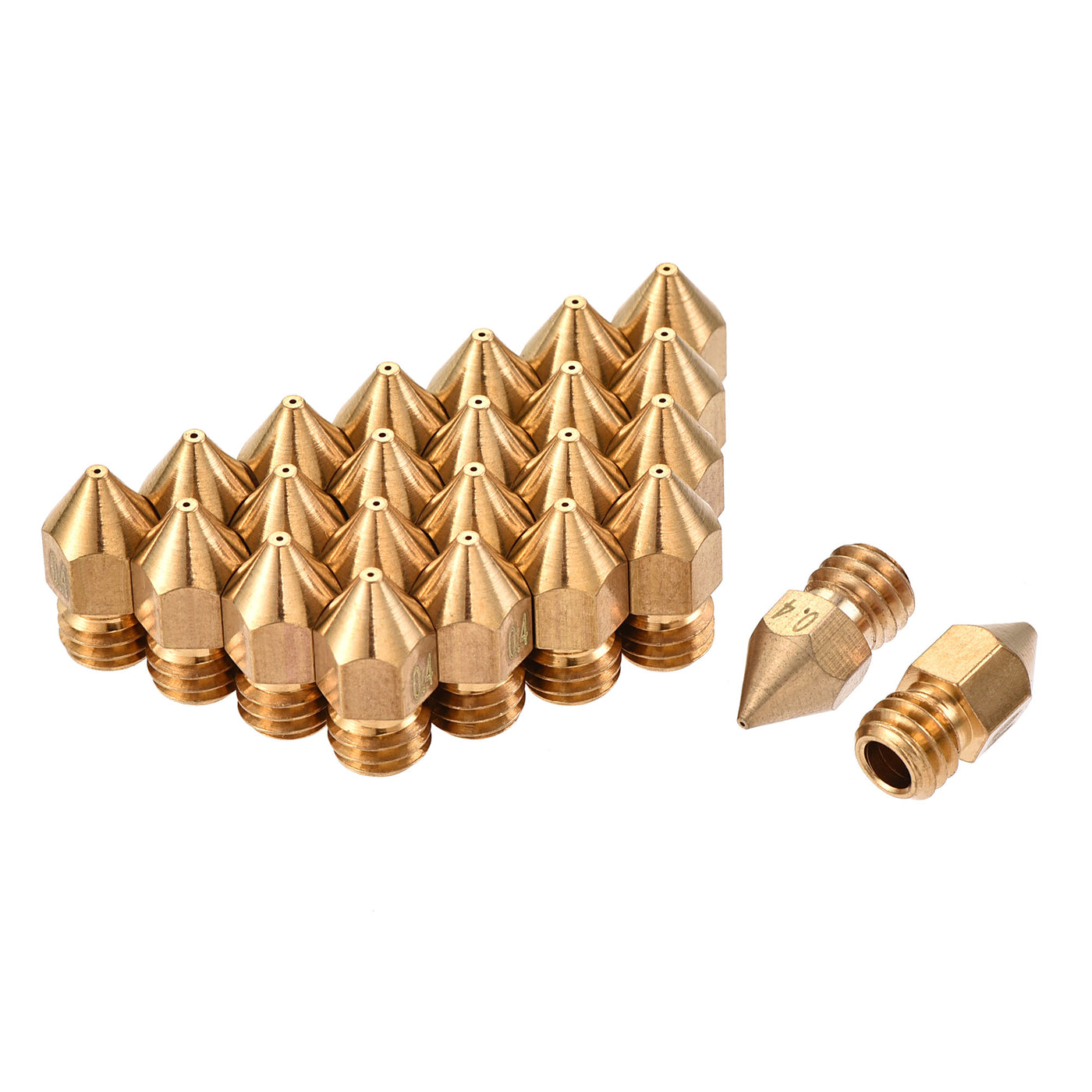 Harfington 0.4mm 3D Printer Nozzle, 24pcs M6 Thread for MK8 3mm Extruder Print, Brass
