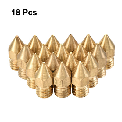 Harfington 0.3mm 3D Printer Nozzle, 18pcs M6 Thread for MK8 3mm Extruder Print, Brass