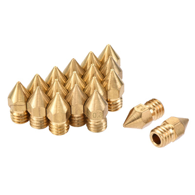 Harfington 0.3mm 3D Printer Nozzle, 18pcs M6 Thread for MK8 3mm Extruder Print, Brass