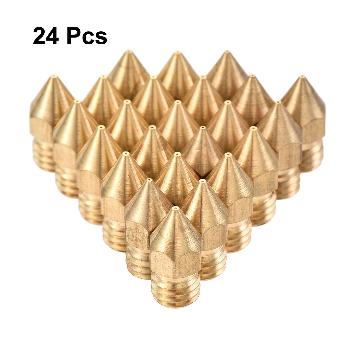 Harfington 0.3mm 3D Printer Nozzle, 24pcs M6 Thread for MK8 3mm Extruder Print, Brass