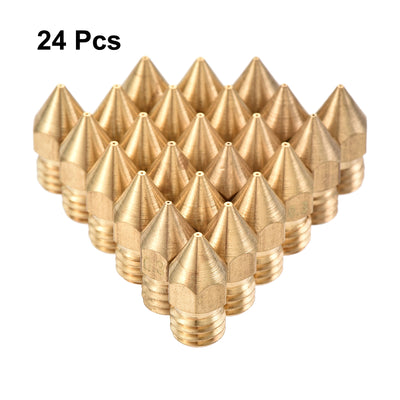 Harfington 0.3mm 3D Printer Nozzle, 24pcs M6 Thread for MK8 3mm Extruder Print, Brass