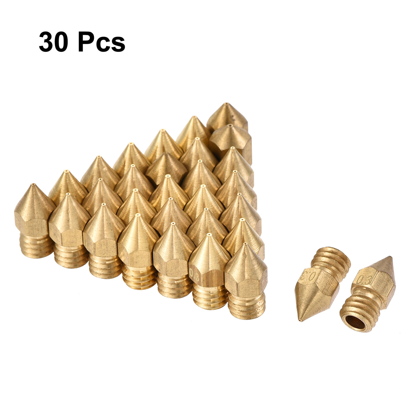 Harfington 0.3mm 3D Printer Nozzle, 30pcs M6 Thread for MK8 3mm Extruder Print, Brass