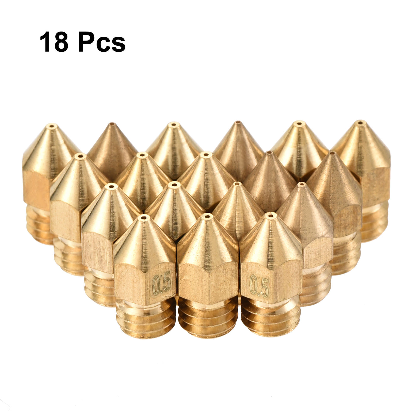 Harfington 0.5mm 3D Printer Nozzle, 18pcs M6 Thread for MK8 3mm Extruder Print, Brass
