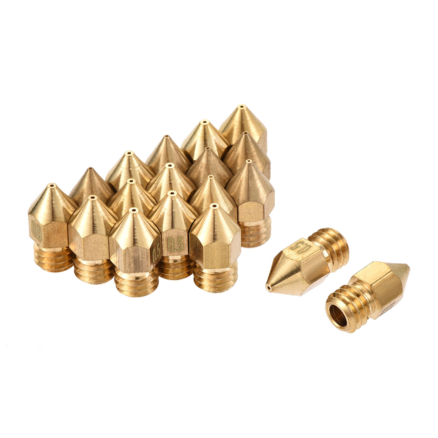 Harfington 0.5mm 3D Printer Nozzle, 18pcs M6 Thread for MK8 3mm Extruder Print, Brass